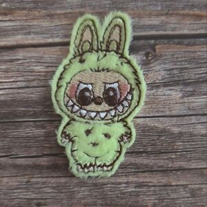 Lime Green Creepy Rabbit Demon Monster Funny Cute Fluffy Iron On Patch